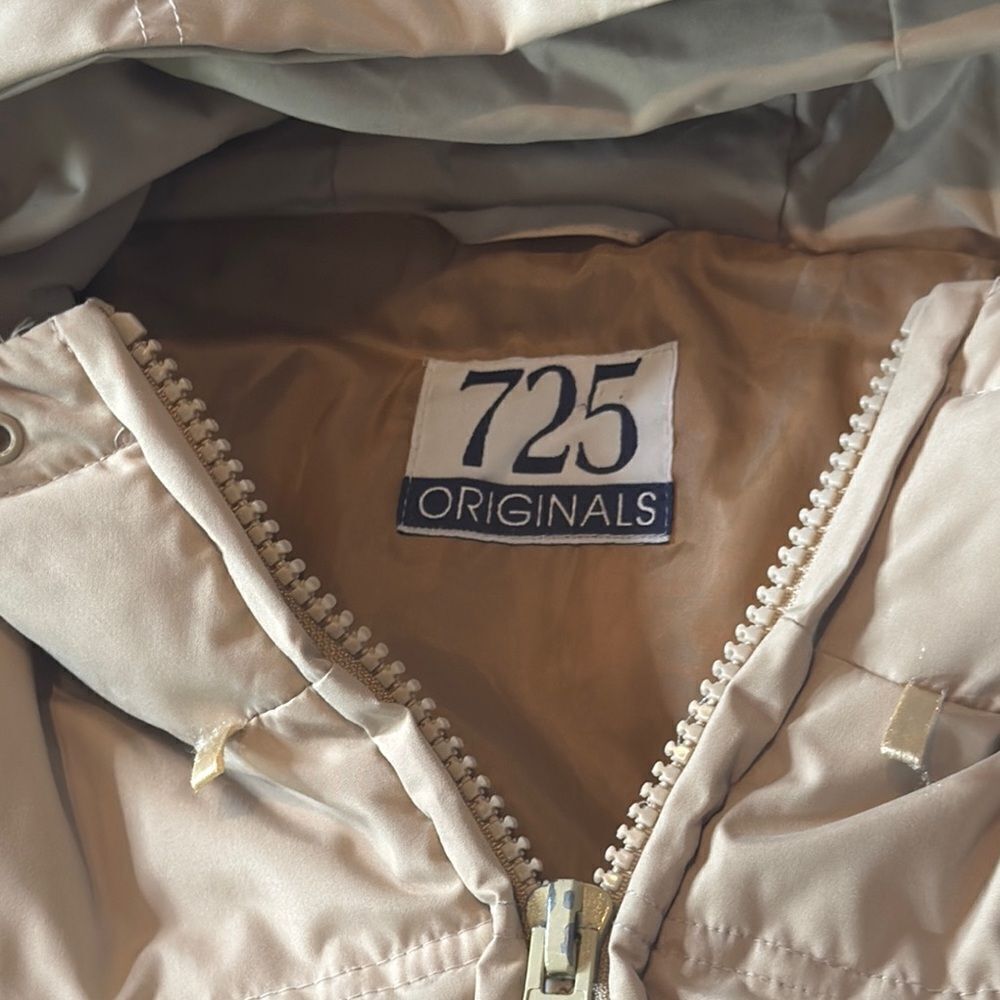 Vintage Beige Hooded Puffer Coat 725 Originals Mid Length Size EU44 (L/XL) *READ - Picture 6 of 15